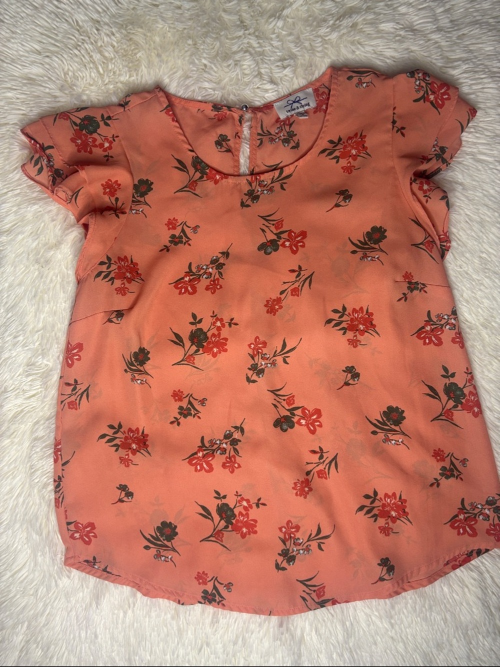 Twine & String Coral Floral Blouse